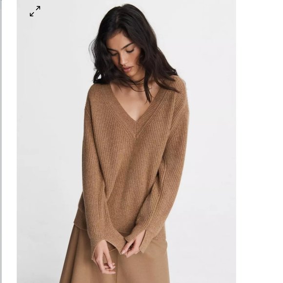 Rag & Bone Pierce Cashmere V Neck Sweater in Camel / Light Brown - Picture 7 of 7